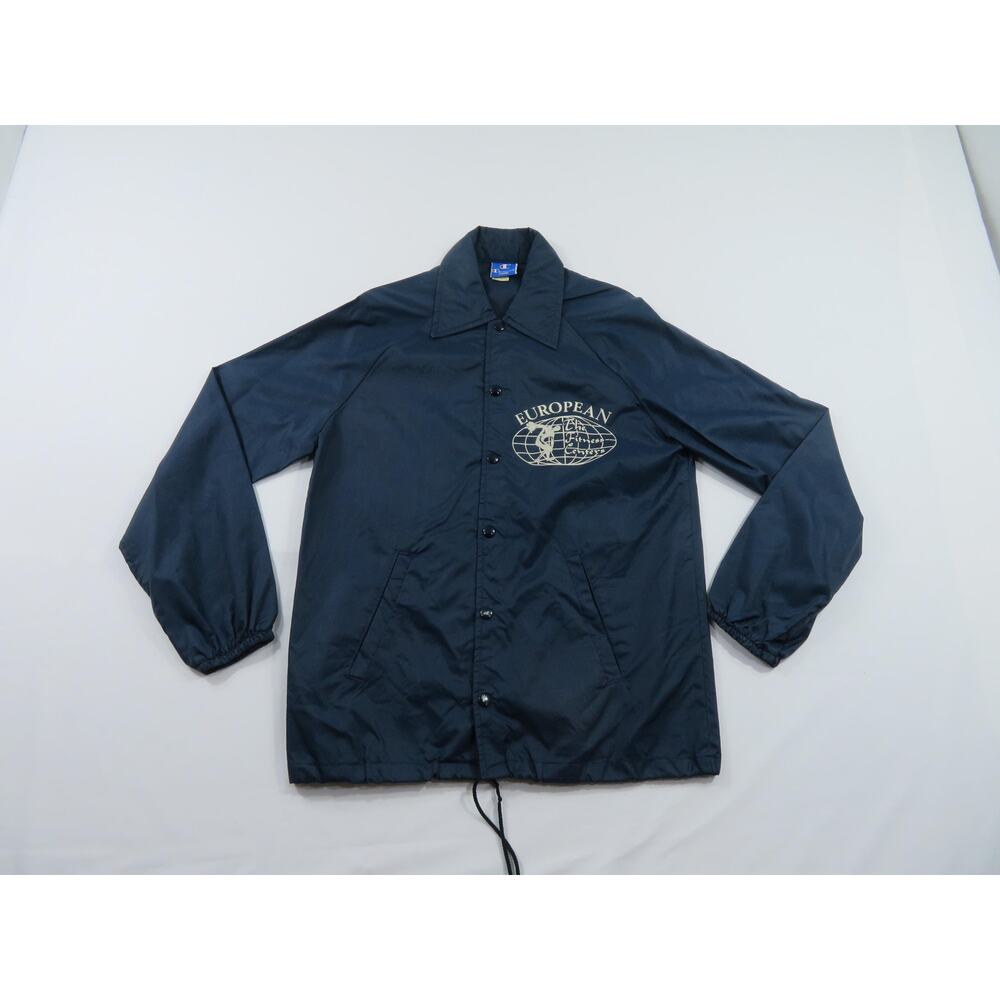 Champion Coach European The Fitness Centers Windbreaker Blue Jacket Sz S 70s/80s